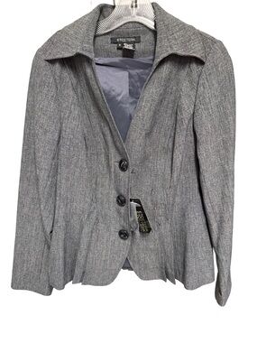 Etcetera Women's Size 6 Charcoal Grey Blazer with Pleated Hem Details business